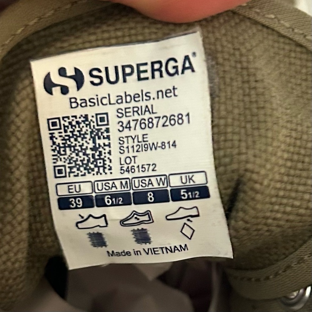 Superga High Top Sneaker Shoe Canvas Fall Comfortable Olive Green Women's Size 8 - Picture 10 of 13